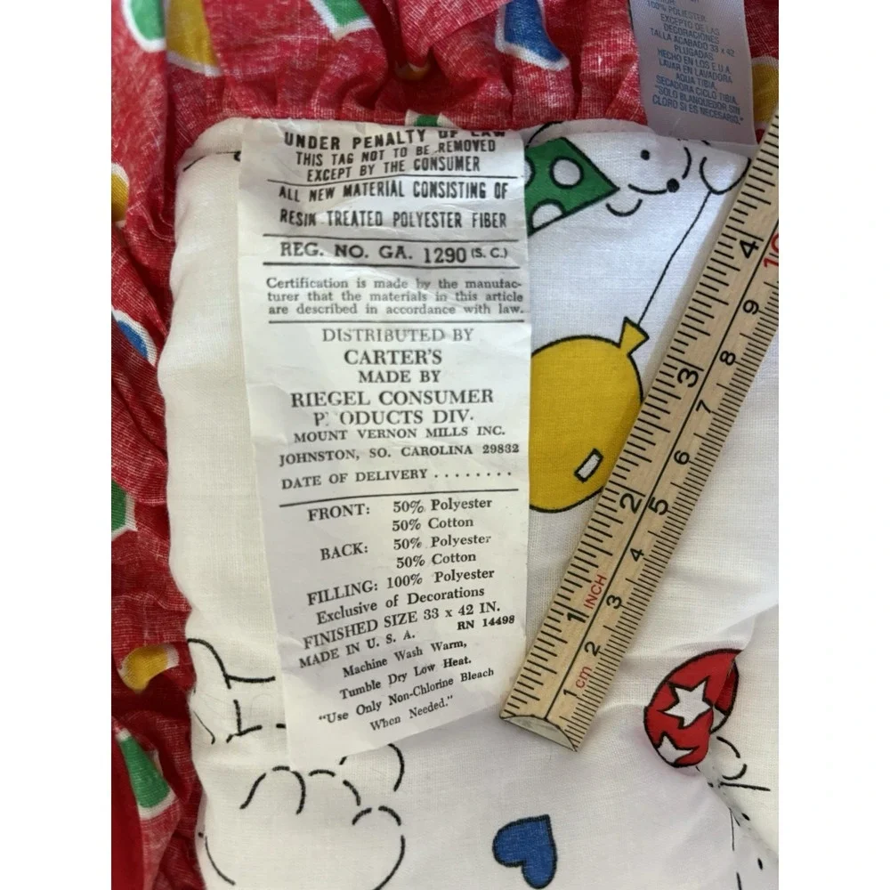 Vintage Carters Riegel Baby Blanket Balloon Bear Reversible Ruffle Comforter USA